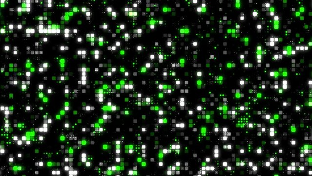 Abstract data and technology background. Digital animated dot and cube. random changing colors and flickering dots