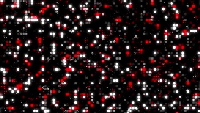 Abstract data and technology background. Digital animated dot and cube. random changing colors and flickering dots
