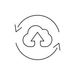 Cloud upload process icon line style isolated on white background. Vector illustration