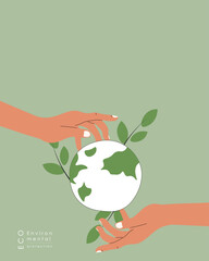 Protect nature earth day web banner, poster, postcard, flyer