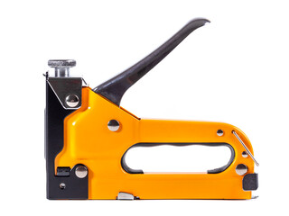 Industrial stapler for driving staples on a white background