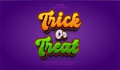 Trick or treat text effect style. Editable text effect theme halloween.