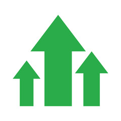 a big green arrow pointing up followed by other little arrows represent profit progress financial boom
