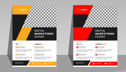Corporate business flyer template design set with red, black yellow color. marketing, business proposal, promotion, advertise, publication, cover page. new digital marketing flyer set.