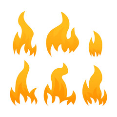Fire flames flat illustration set