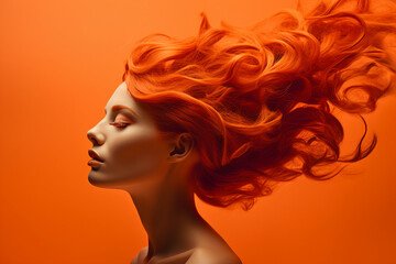 Fototapeta na wymiar Expressive make up beauty portrait generative IA technology autumn woman model