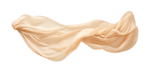 Cream satin fabric on white