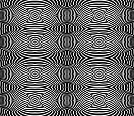 Fototapeta na wymiar Abstract psychedelic stripes for digital wallpaper design. Line art pattern. Trendy texture. Monochrome design. Vector print template. Geometry curve lines pattern. Futuristic concept