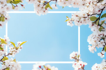Fototapeta premium sakura branches one sky background