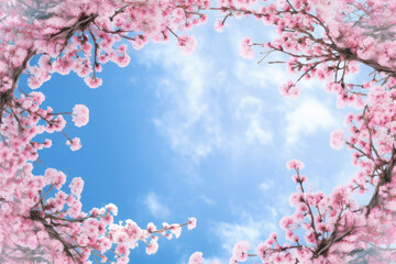 sakura branches one sky background