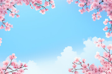 sakura branches one sky background