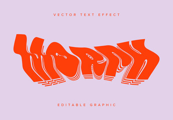Red Warped Text Effect Mockup - obrazy, fototapety, plakaty