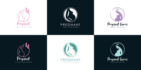 pregnant logo design collection with modern unique style concept  premium vector