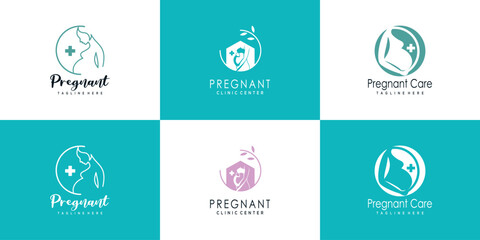 pregnant logo design collection with modern unique style concept premium vector