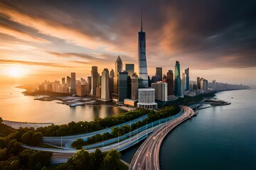 Fototapeta premium country skyline at sunset