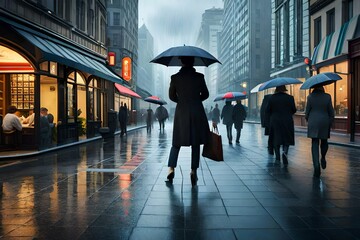 people walking in the rain