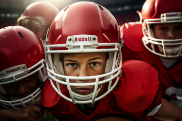 Fototapeta premium AI generated portrait of a professional team american football player winning competition