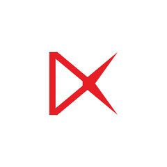 letter dx simple geometric red logo vector