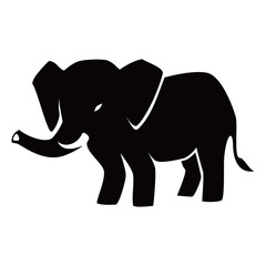 black elephant silhouette design. Africa animal sign and symbol.