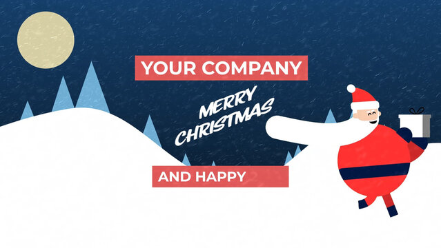 Santa Walking with Gift Logo Reveal