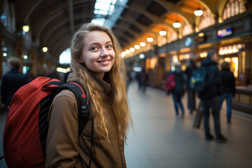 Young Dutch woman on Amsterdam train station