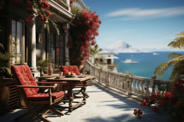 Obraz premium A tropical shot from a paradise island. The concept of resting in warm countries, travel. Generative Ai.