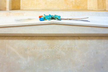 The Tomb of Pierre Brossolette in the crypt of Pantheon in Paris, France
