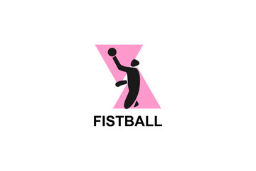 fistball sport vector line icon. an athlete playing gaelic football.