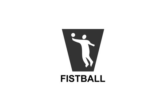 fistball sport vector line icon. an athlete playing gaelic football.