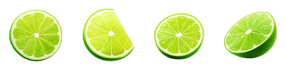 Lime Slice clipart collection, vector, icons isolated on transparent background - obrazy, fototapety, plakaty