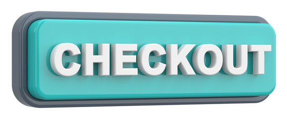 3D checkout button. 3D illustration.