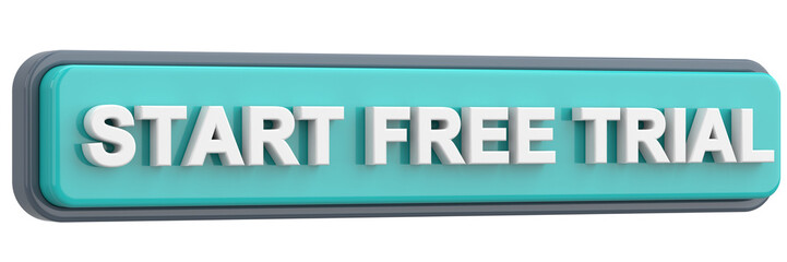 Start free trial button. 3D illustration.