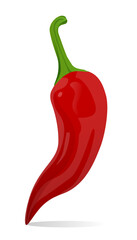 Red hot pepper isolated on a white background. Vector illustration.