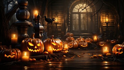 Halloween background with pumpkins.