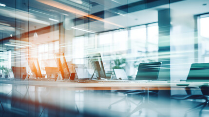 Abstract blurred office interior room. blurry working space with defocused effect. use for background or backdrop in business concept.