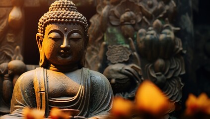 Fototapeta premium Buddha statue in Buddhist temple.