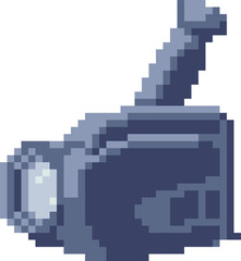 Pixel art cassette tape video camera recorder. Old camcorder vector icon in retro video game style.