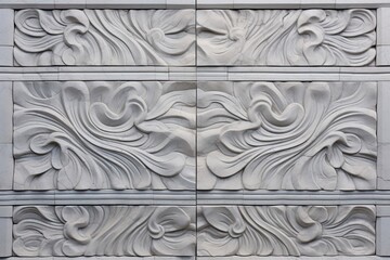 Chiseled Stone Panel with Artistic Ornament and Carved Details for Architecture and Decoration