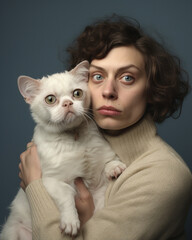 Generative ai pet owner with her look alike cat