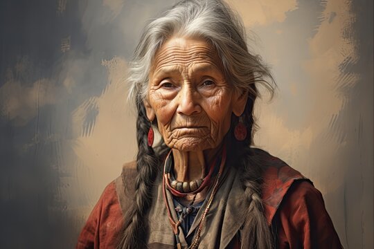 Portrait of a Cherokee Woman from the Old West: Capturing the Beauty and Strength of Native American Heritage