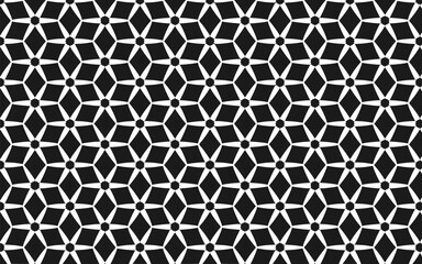 black and white seamless geometric pattern shapes background design vector. infinity cell surface shapes design for wallpaper, decoration and printing 