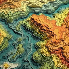 AI Map Art: Rainbow Contours