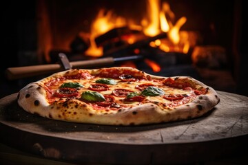 Generative ai of mouthwatering Italian pizza straight from the oven.