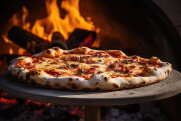 Generative ai of mouthwatering Italian pizza straight from the oven.