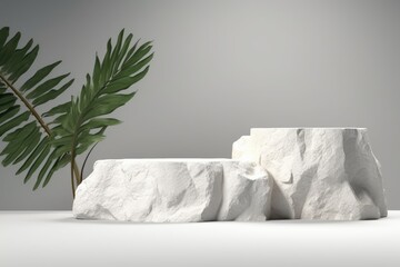 white stone podium background for product display