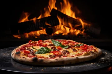 Foto op Plexiglas Generative ai of mouthwatering Italian pizza straight from the oven. © P Stock