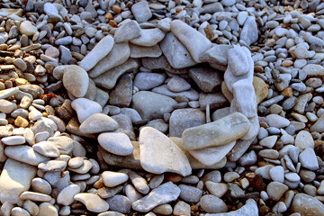 Abstract nature pebbles background. Texture of blue pebbles. Stone background. Sea pebble beach. Beautiful nature