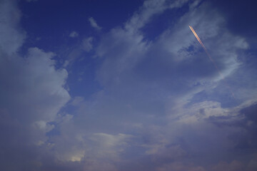 Blue sky with white clouds. Background sky gradient 