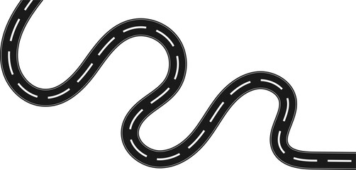 Top view on a curved highway road map.  Roadmap diagram, Vector illustration.