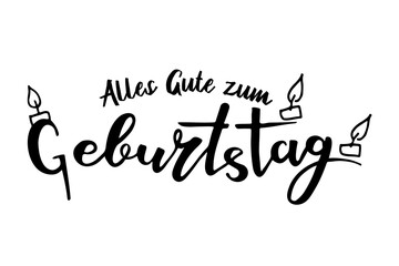 Happy Birthday greetings in German. Lettering